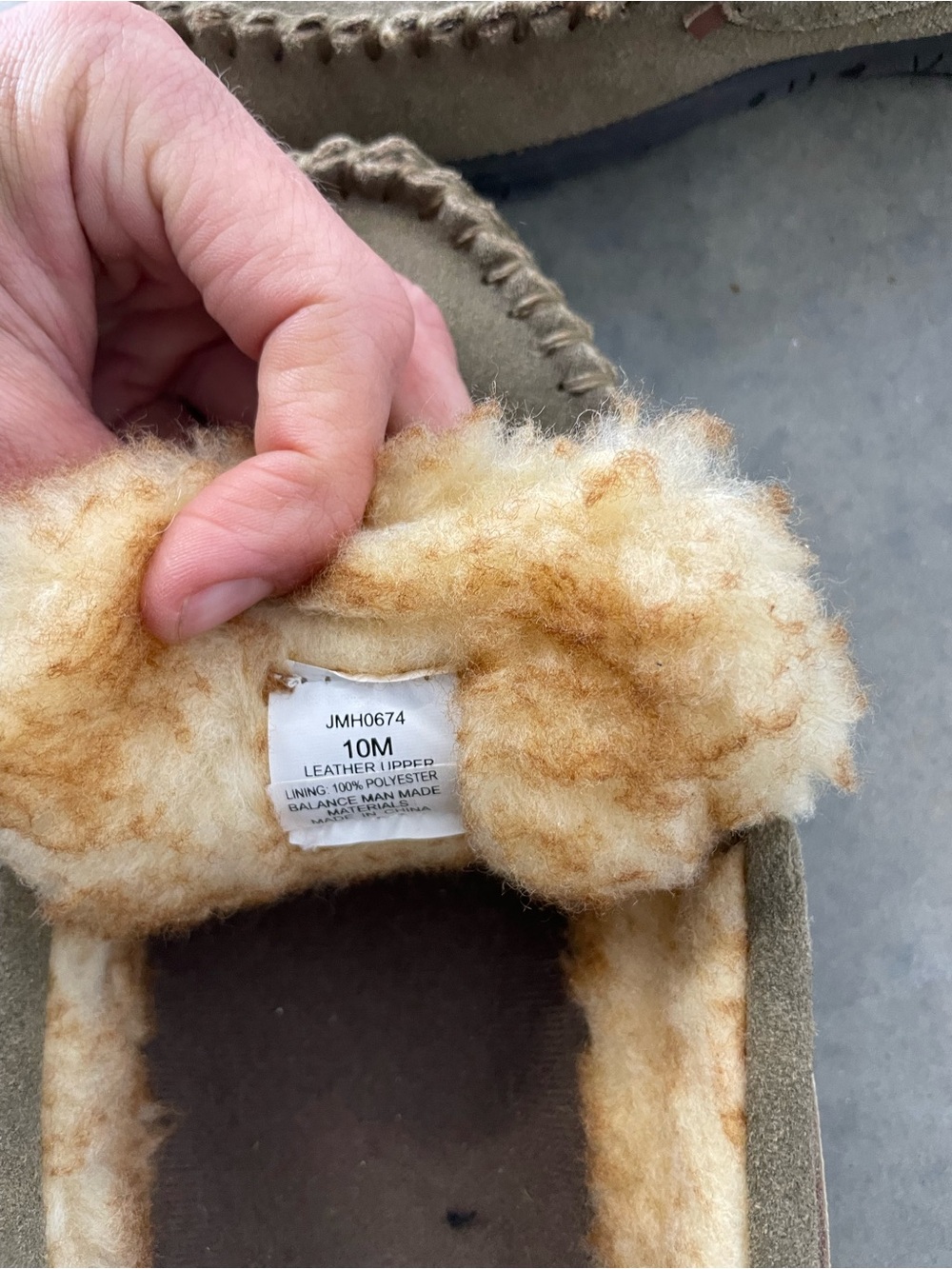 Clarks Olive/Tan Shearling-Lined Moccasin Slippers - Picture 5 of 5